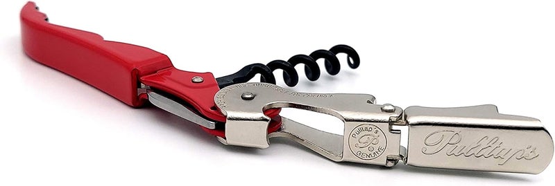 Pulltap's Genuine Classic 500 LEFT-HANDED Waiter's Corkscrew – Double-Hinged Wine Key with Hinged Foil Cutter – Patented Design – Made in Spain – Red (Rojo) - Image 2